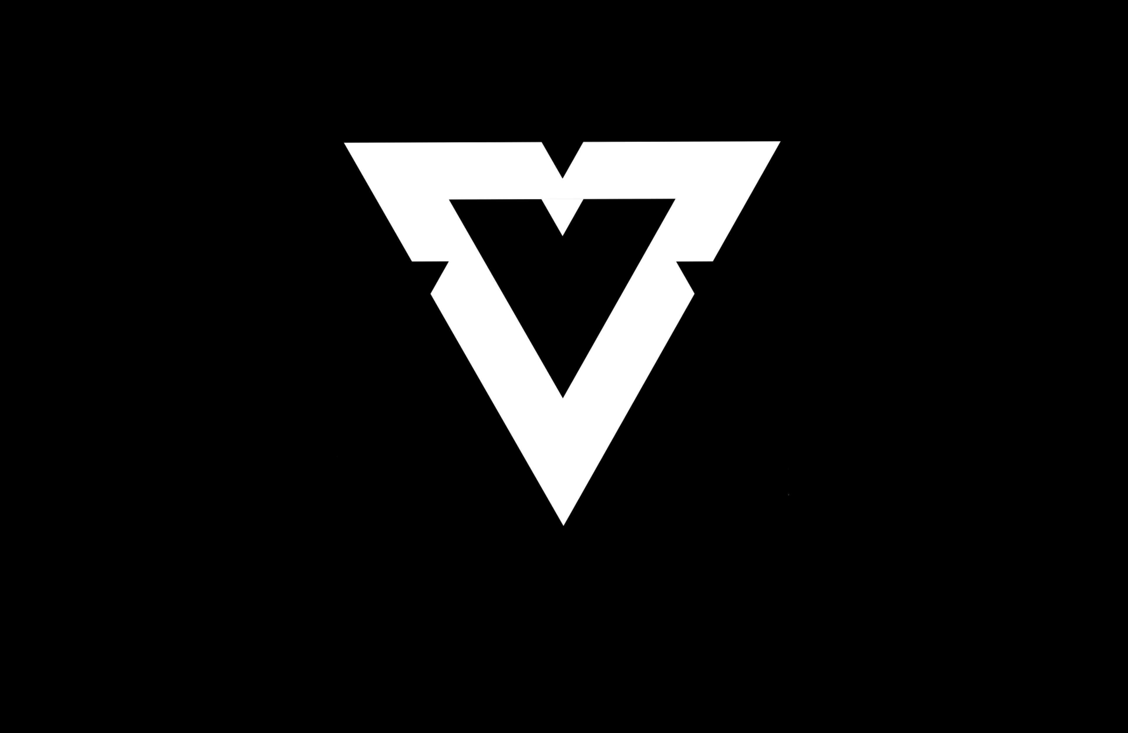 White geometric triangle symbol on a black background