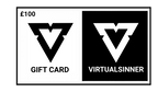Gift card design with a logo and text for 'Virtualsinner' on a white background.